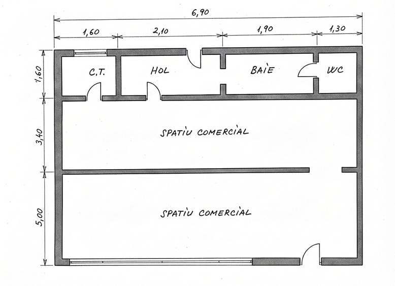 Spatiu comercial, 75 mp, vitrina, vad pietonal, strada Semaforului