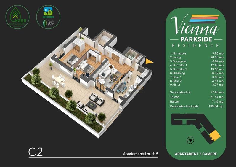 Apartament pe Bd Metalurgiei, langa parc - 3 camere, ansamblu GREEN - 1