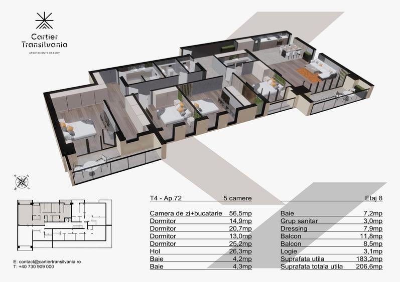 TRANSILVANIA RESIDENCE- CARTIER TRANSILVANIA, APARTAMENT 5 CAMERE PENTHOUSE