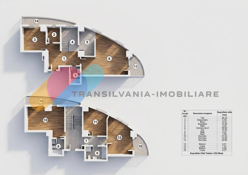 Apartament 5 camere, 197,31 mp, et. 24 și 25 West City Tower