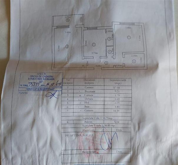 Tatarasi - Oancea, 2 camere decomandat, 57mp, etaj 2, bloc din 1987, liber