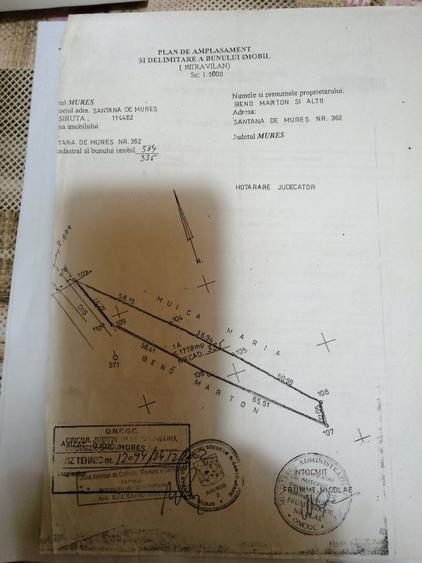 Vand teren intravilan ,Santana de Mures,1706mp,certificat de urbanism.(Cod 33F).