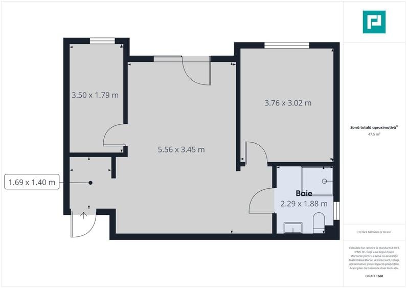 Apartament cu 2 camere în bloc nou