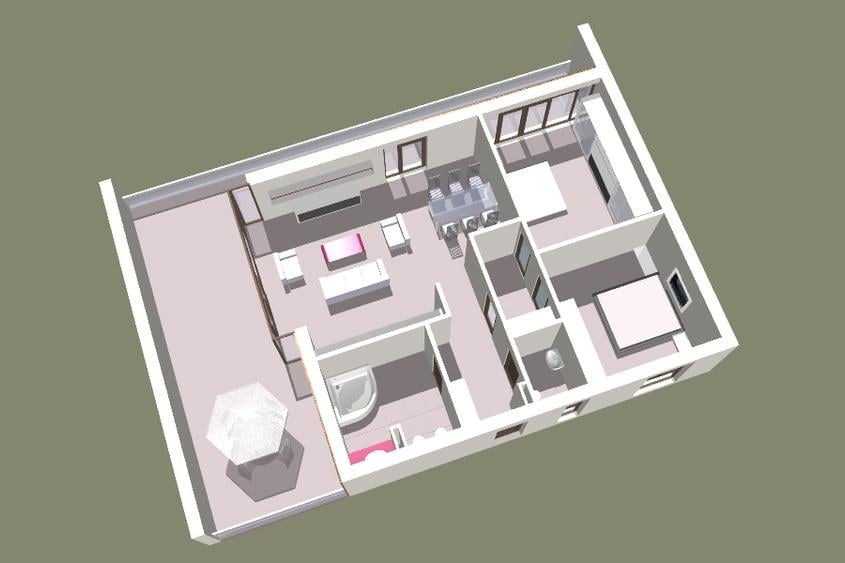 2 camere decomandat in vila, etaj 1