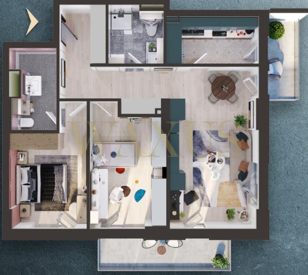 Apartament semifinisat - 3 camere I 74mp I 2 Balcoane I Marasti