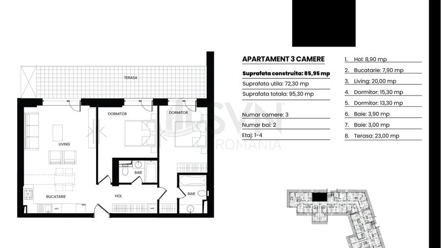 REA1021281 Barbu Vacarescu - Apartament cu 3 camere in complex rezidential