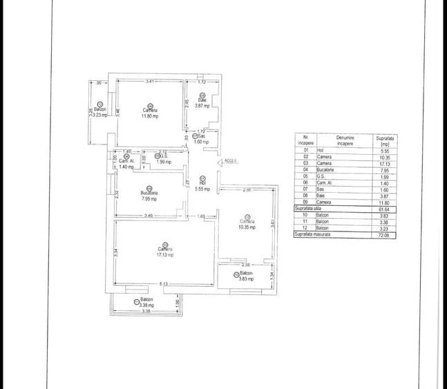 Apartament cu 3 camere, de vanzare, zona Soarelui, Timisoara