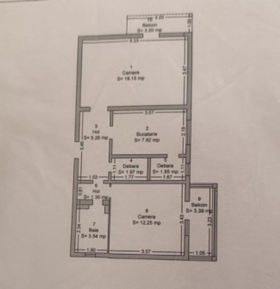 Apartament decomandat, 2 camere, 52 mp - Bucovinei
