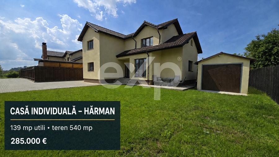Casă individuală mobilată în Hărman | 139 mp utili, teren 540 mp, șemineu