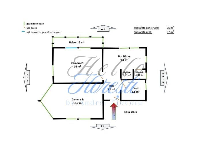 Apartament 2 camere, 51 mp in vila Zona pod IRA Cluj