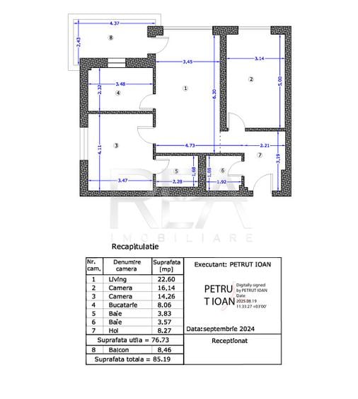 3 camere mobilat, bloc 2025, etaj 5/11, zona Aviației