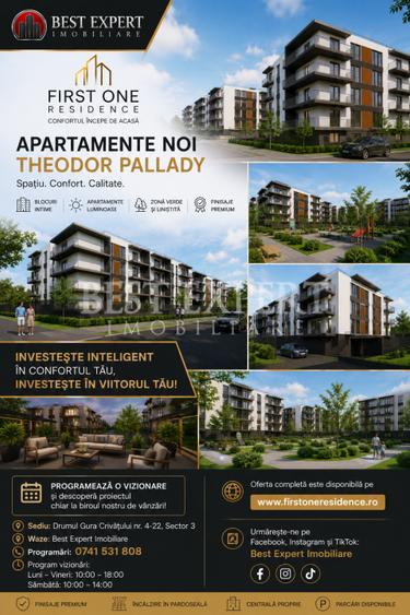 Garsonieră Spațioasă | Bloc Boutique P+3 | Comision 0% | Pallady