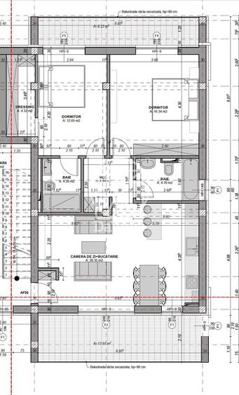 Apartament 3 camere, 75 mp utili+ terasa 22.14 mp - etaj 1/2, dressing