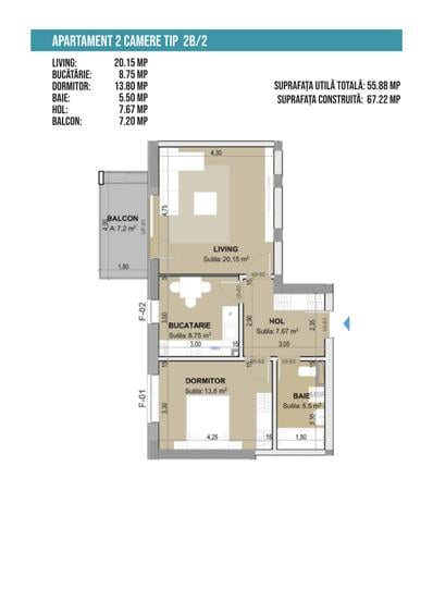 Apartament 2 camere tip B-2 Plaza Residence Faza 6