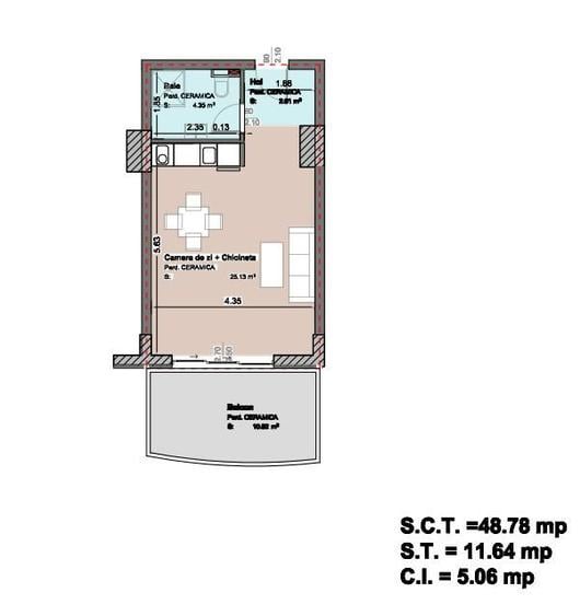 | Studio Modern 49 mpu, cu terasă generoasă | Vedere deschisă – Mamaia N |