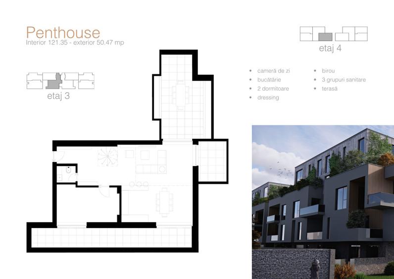 8 Penthouse/ Duplex pe 2 niveluri et. 3+4 cu 3& 4 camere CC Homes/www.cchomes.ro