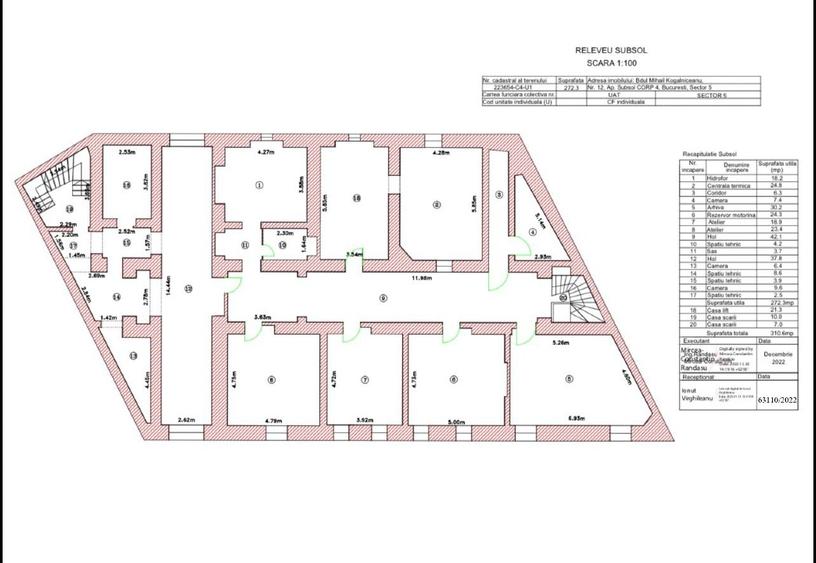 Spațiu comercial / demisol 272,3 mp — centrală proprie, chicinetă, toaletă —