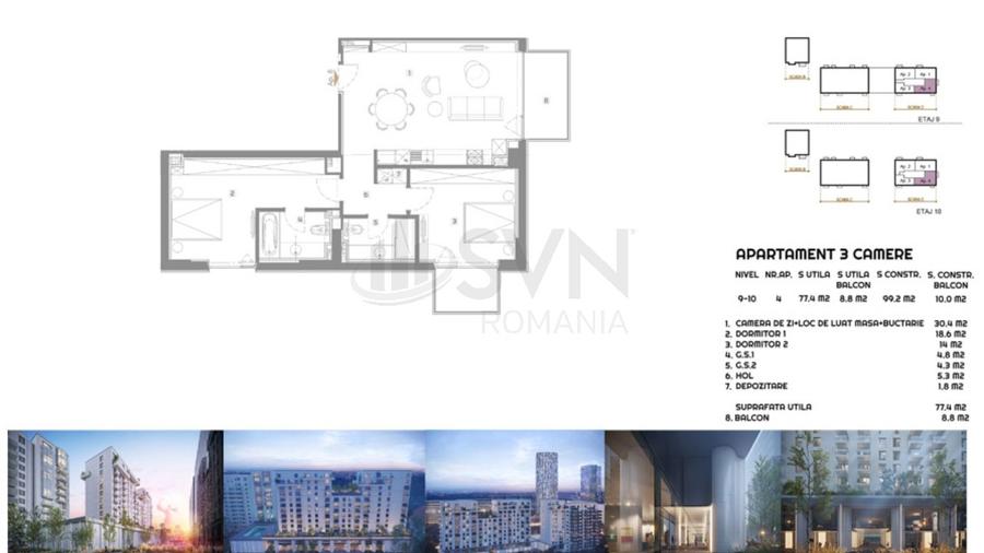 REA1027465 Apartament modern 3 camere Aviatiei Tower II I View liber
