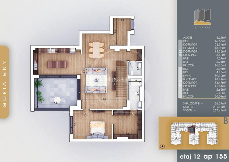 Bloc Finalizat 5 camere cu scara interioara Titan Pallady - 2