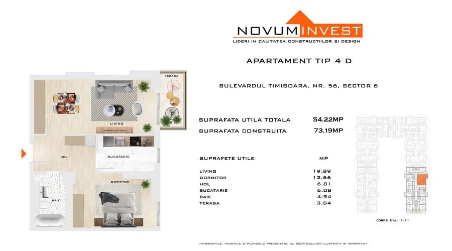 NOVUM 56 - Apartament 2 Camere Decomandat - Bulevardul Timisoara