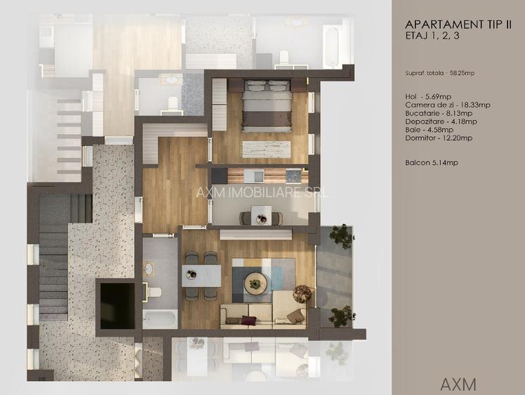 Apartament 2 camere 53 mp + balcon 5 mp Tractorul / Coresi - 4