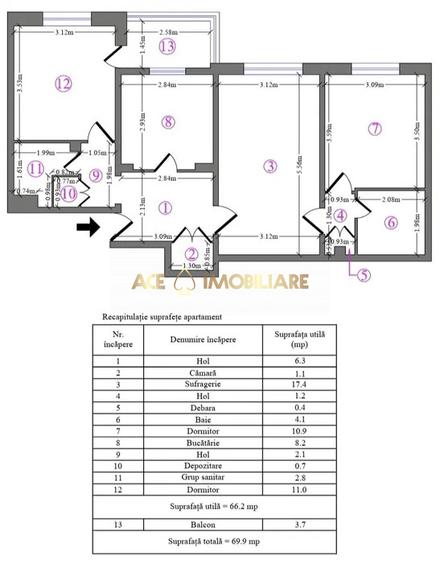 3 Camere de vanzare | Pantelimon |Mega Mall | Bloc reabilitat |an 1982