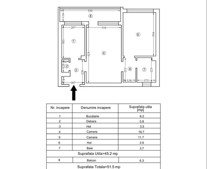 Abator -apartament cu 2 camere