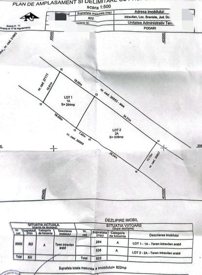 Teren intravilan, 538 mp, pretabil investitie, zona Braniste