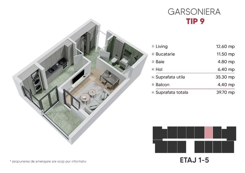 PROMOTIE! Garsonieră spațioasă – 39 mp Metrou Berceni 15min