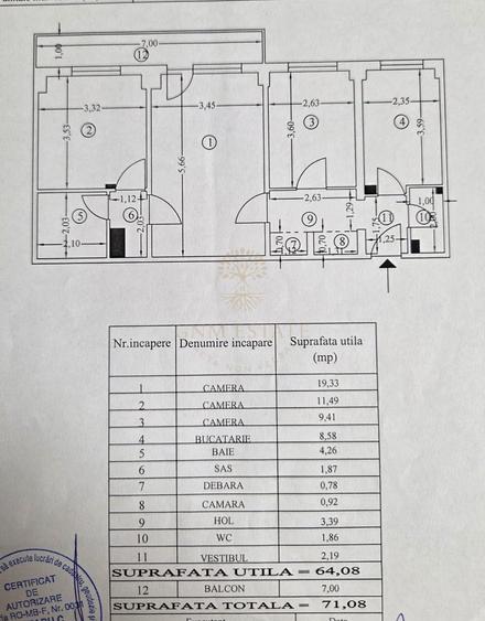 3 Camere et.10 An constructie 1985 Zona Ghencea