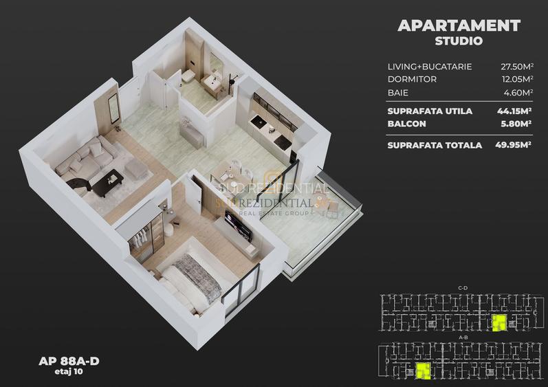 2 camere tip studio, langa metrou Berceni, imobil nou, Comision 0 - 7