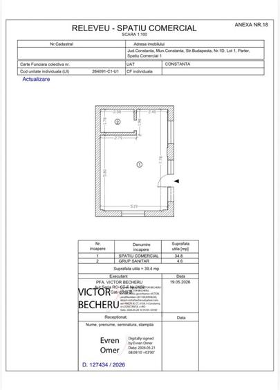 Spatiu Comerial-Tomis Plus Str. Budapesta 1D+ 1 loc parcare inclus cadastrat! - 12