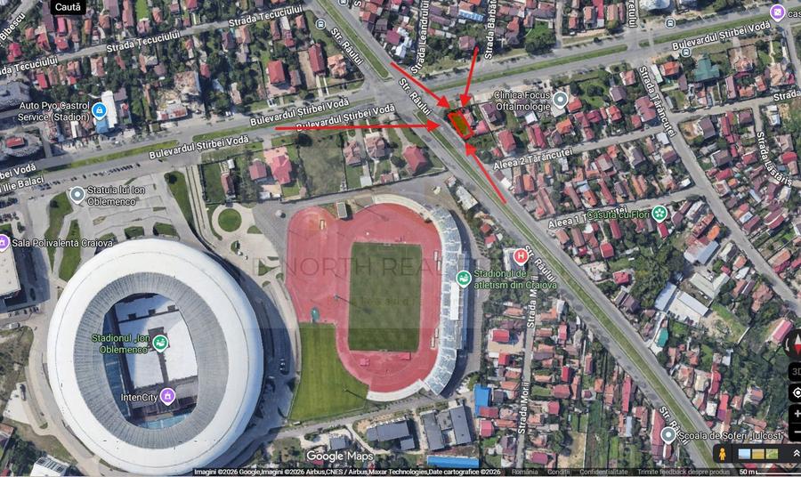 Teren 500 mp , colț stradal, vizibilitate maximă, lângă stadion – Craiova