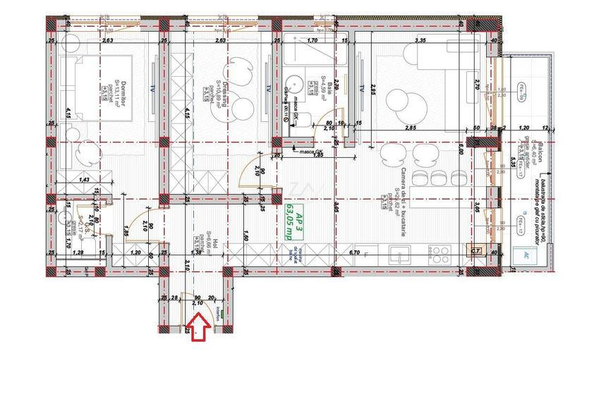 Apartament nou cu 3 camere si 2 bai. Finisaje la alegere.