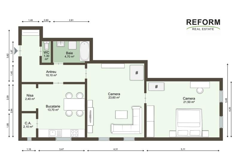 Apartament spectaculos de 78 mp de vânzare în Palatul Teleki – Clădire monume