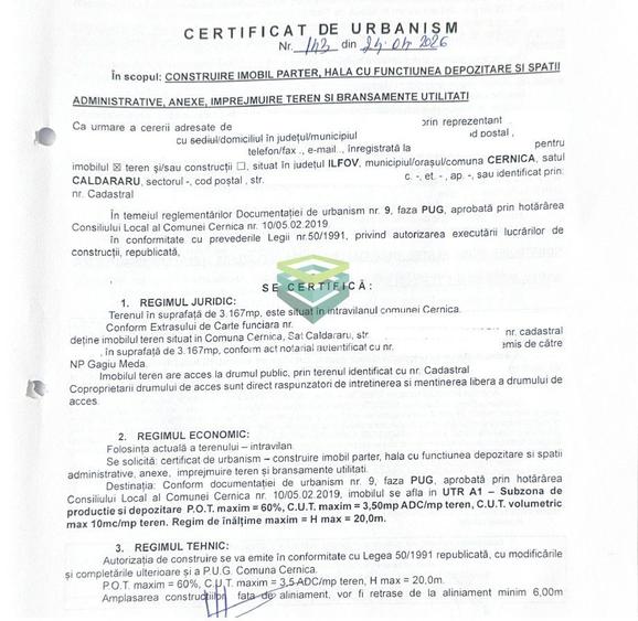 Teren Cernica - Oxigenului - Urbanism de construire- 4.624 mp