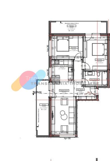 Apartament 3 camere, 72 mp + 2 terase, parcare și boxă, Chinteni - 11