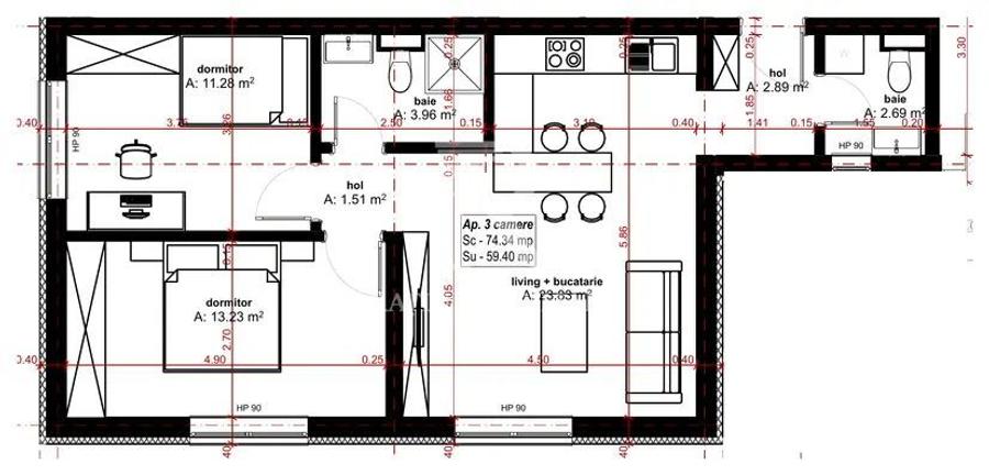 Apartament cu 3 camere | 59 util | Parter | Predare Octombrie | Oradea