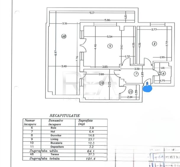 2 camere Ozana decomandat, centrală, an 2022, 101 mp