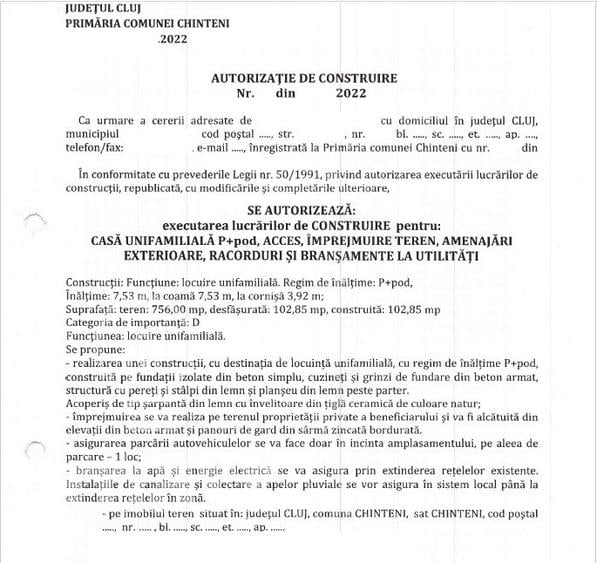 Teren pentru constructie , Chinteni, zona Lacurilor, front la 2 strazi