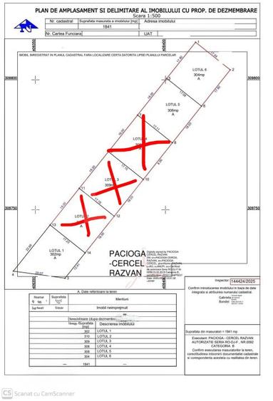 Teren 3 parcele intravilan, 308 mp, deschidere 18 m, Damila zona U.M.