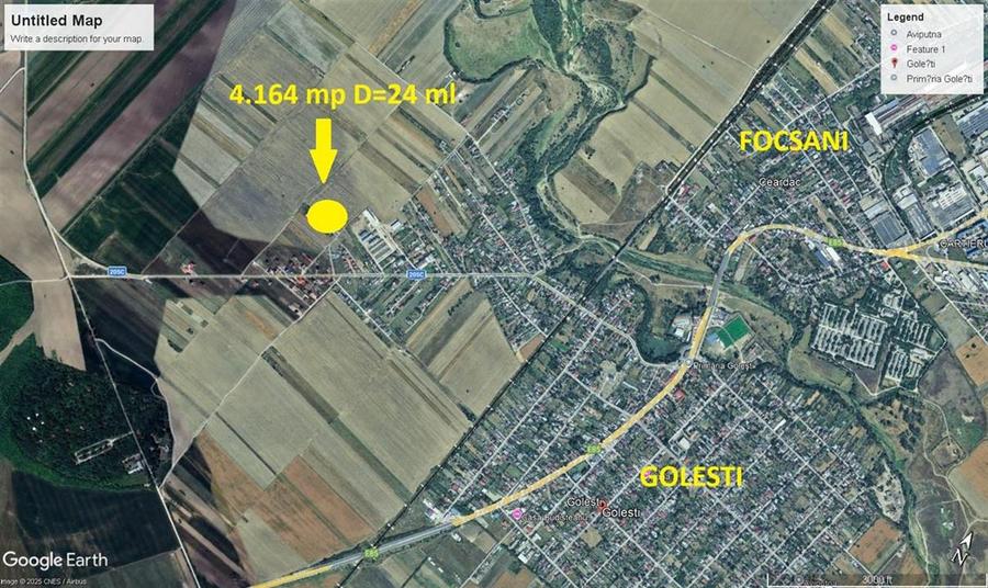 Teren intravilan in Golesti 4.164mp, D= 24 ml
