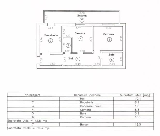 Apartament 2 camere, 42,8 mp utili, parter, boxa - Plavat II - 8