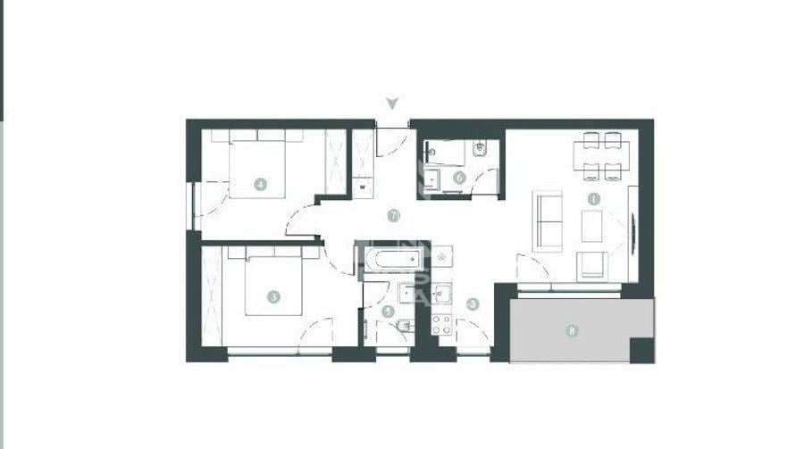 Apartament cu 3 camere, 2 bai, decomandat, incalzire in pardosela