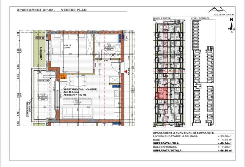 Apartament 1 camera , 48,16 mp, etaj parter, zona Cetatii