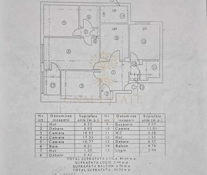 4 Camere | 2 Băi | Et.3/8 | An Constructie 1980 | Gorjului