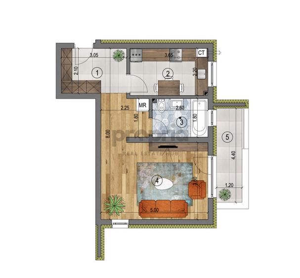 COMISION 0% -PRET DEZVOLTATOR - DISCOUNT LIMITAT APLICAT-GARSONIERĂ 41,68 MP