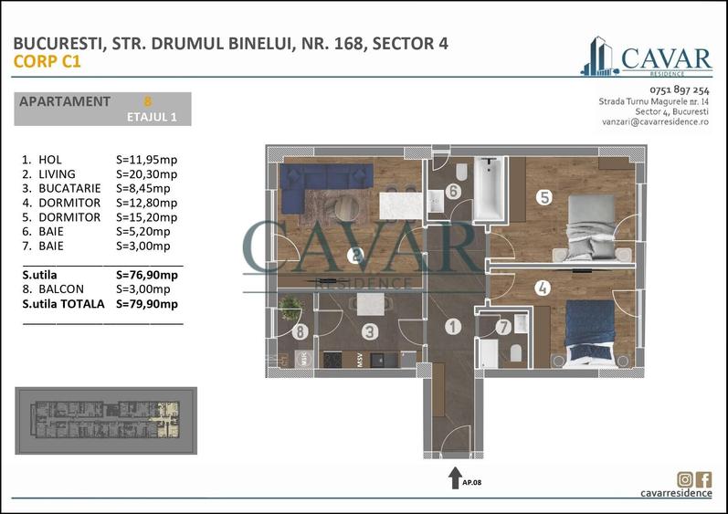 3 Camere 2 Bai Proiect Nou Cavar Residence Binelui 168