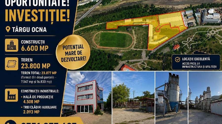 Constructii  6.600 mp  + Teren  23.800 mp ~ Targu Ocna