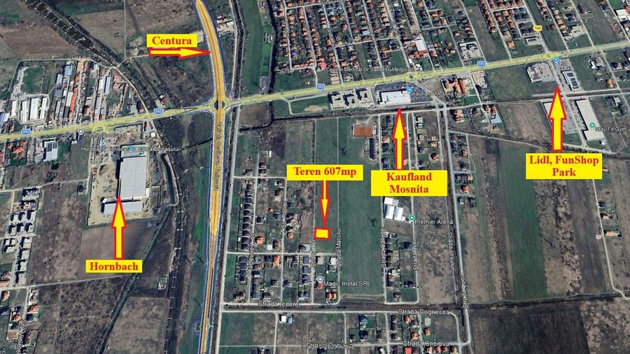 607mp | Teren Mosnita, spate Kaufland | Toate utilitatile